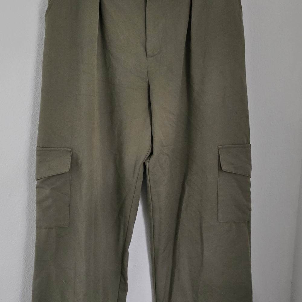 And Now This Olive Green Wide Leg Cargo Pants Large - Picture 13 of 15